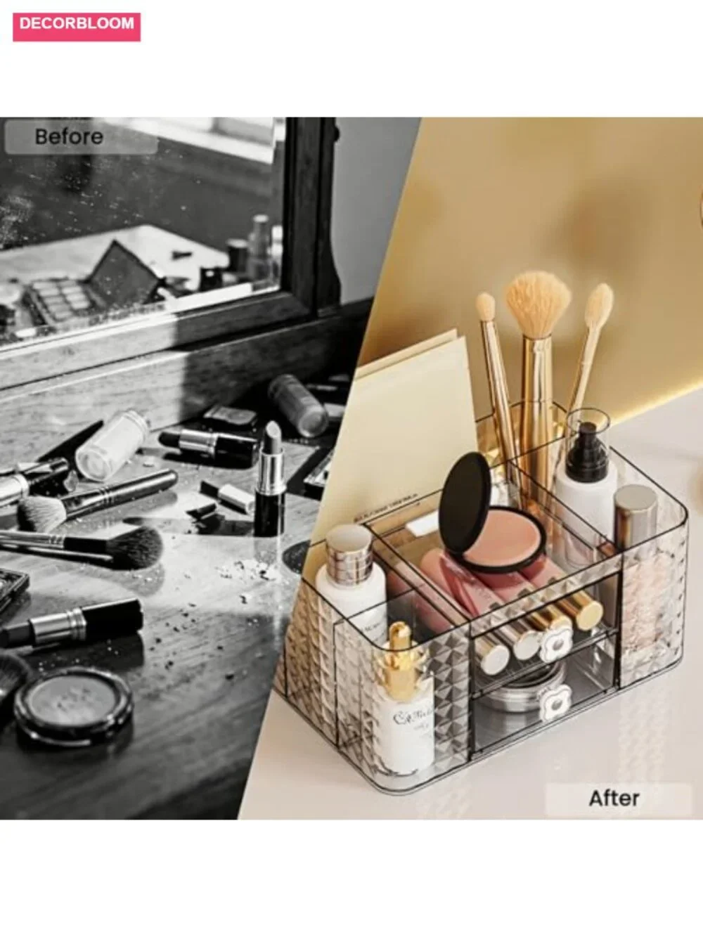 Acrylic Makeup Organizer with Drawers - Vanity Countertop Cosmetic Storage